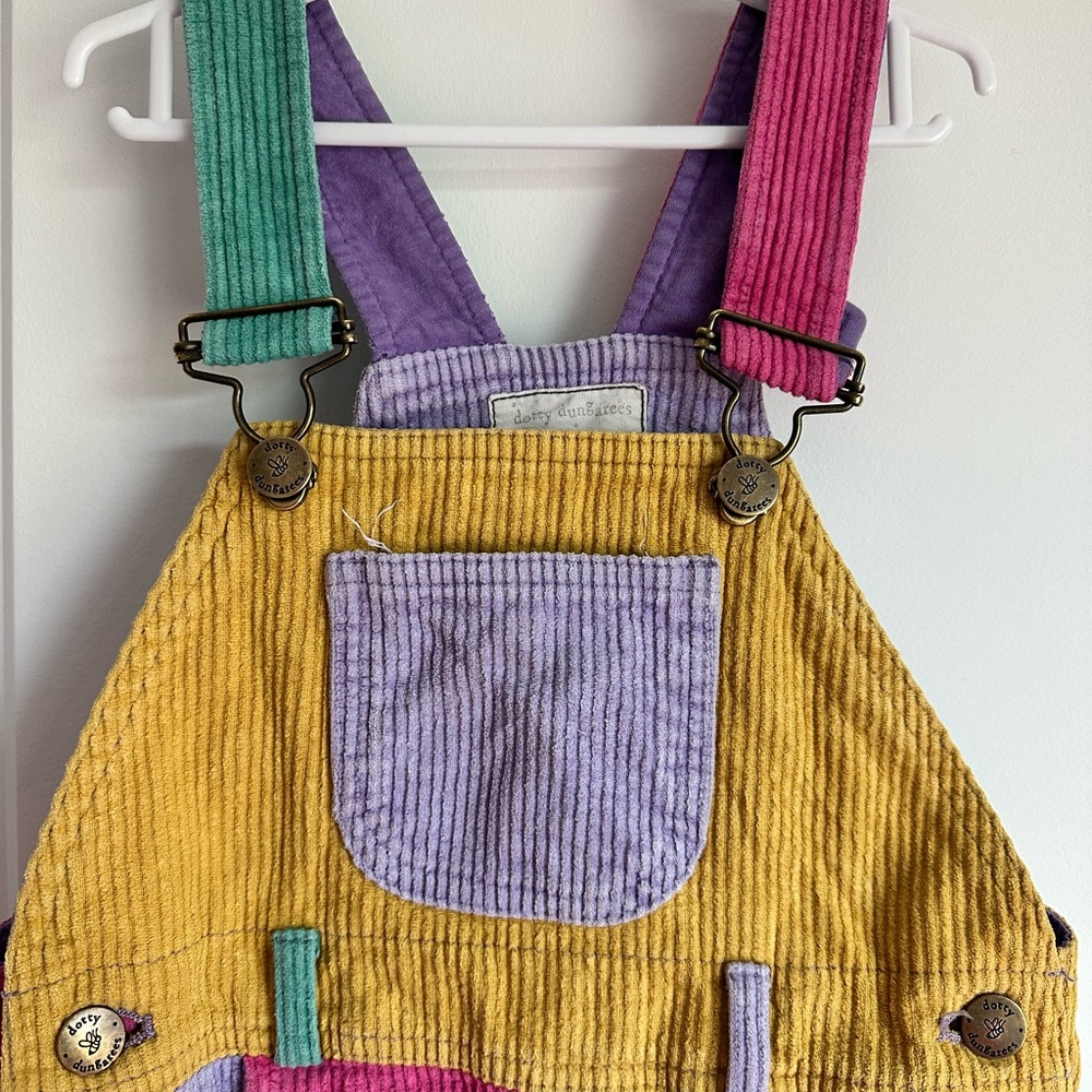 Patchwork Chunky Cord Dungarees – Bright Colors, Size 2-3Y SOLD OUT - Picture 4 of 11
